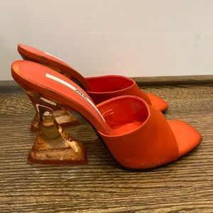 Zara Size 38 Orange Funky Heels